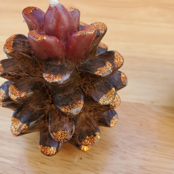 Decorative Debi Lilly Design Pinecone Candles W/ Glitter Set Of 2  3" Tall - Picture 8 of 12